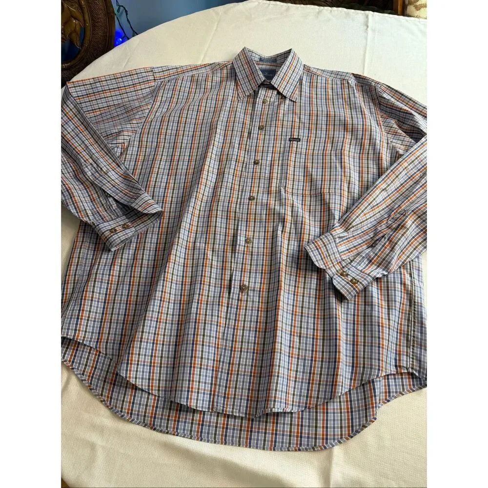 Faconnable Blue Plaid Long Sleeve Button Down Shirt Men’s Size XL